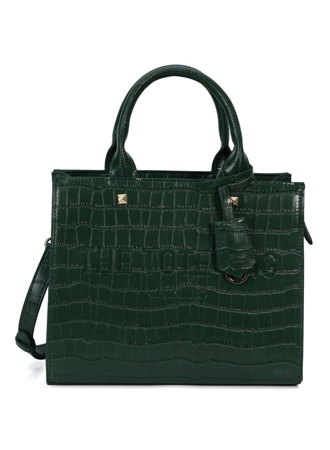 Chinllo Tote Bag for Women Top Handle Stachel Purse and Handbags with Shoulder Strap, Green-crocodile, Small 10.7 IN - Image 1