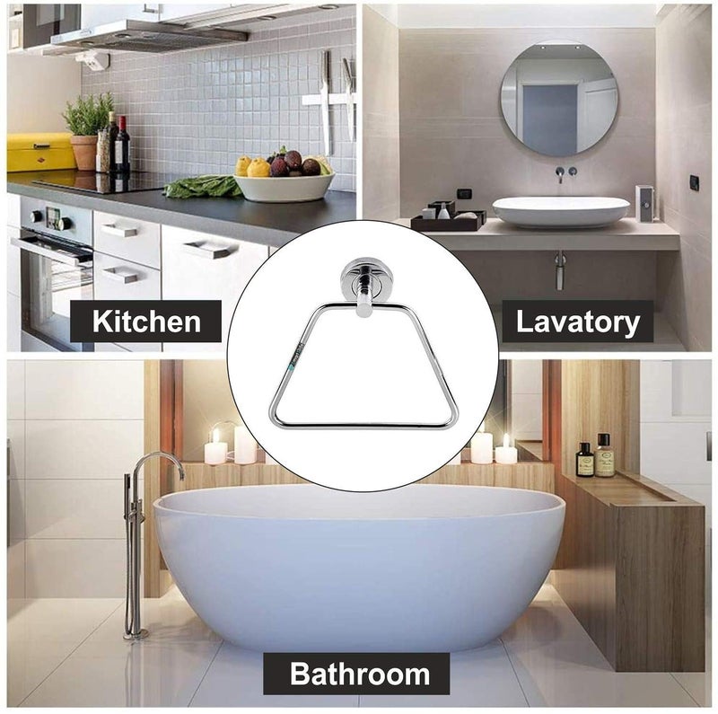SmartSlide SmarSlide Stainless Steel Triangle Napkin Ring Towel Bar Towel Holder Towel Ring Bathroom Accessories Towel Rod for Bathroom Kitchen Nickel Chrome - Image 4