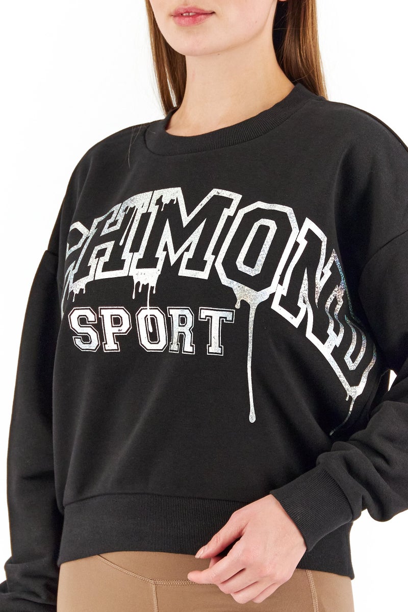 JOHN RICHMOND Women Sportswear Fit Graphic Print Sweatshirt, Black - Image 4