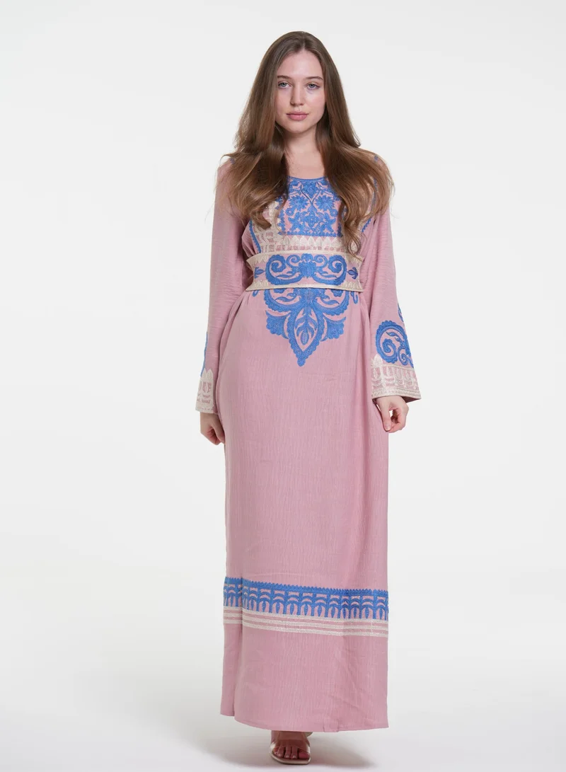 AL BENT AL SHARQIEH pink embroidered jalabiya dress for Women | Best Price UAE