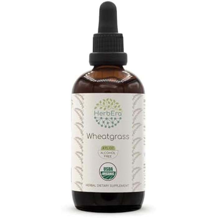 HerbEra Wheatgrass B120 USDA Organic Tincture | Alcohol-Free Extract, High-Potency Herbal Drops, Liquid Supplement | Certified Organic Wheatgrass (Triticum aestivum) Dried Leaf (4 oz) - Image 1