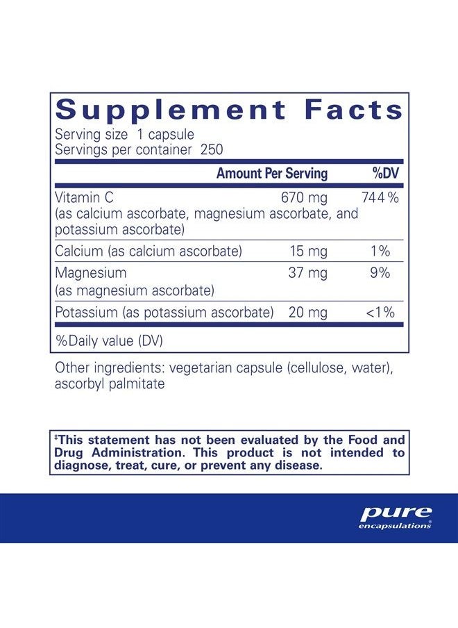 Pure Encapsulations Buffered Ascorbic Acid Capsules | Vitamin C for Sensitive Individuals* | 250 Capsules  - Image 2