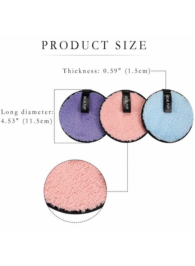 Vtrem 3 Colors Makeup Remover Pads: Reusable Soft Facial Cleaning Puffs Towels Christmas gifts Double-Side Washable Make Up Removing Cloth Microfiber Multi-function, Pink/Purple/Blue - Image 5