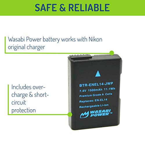 Wasabi Power Battery for Nikon EN-EL14, EN-EL14a and Nikon Coolpix P7000, P7100, P7700, P7800, D3100, D3200, D3300, D5100, D5200, D5300, Df - Image 4