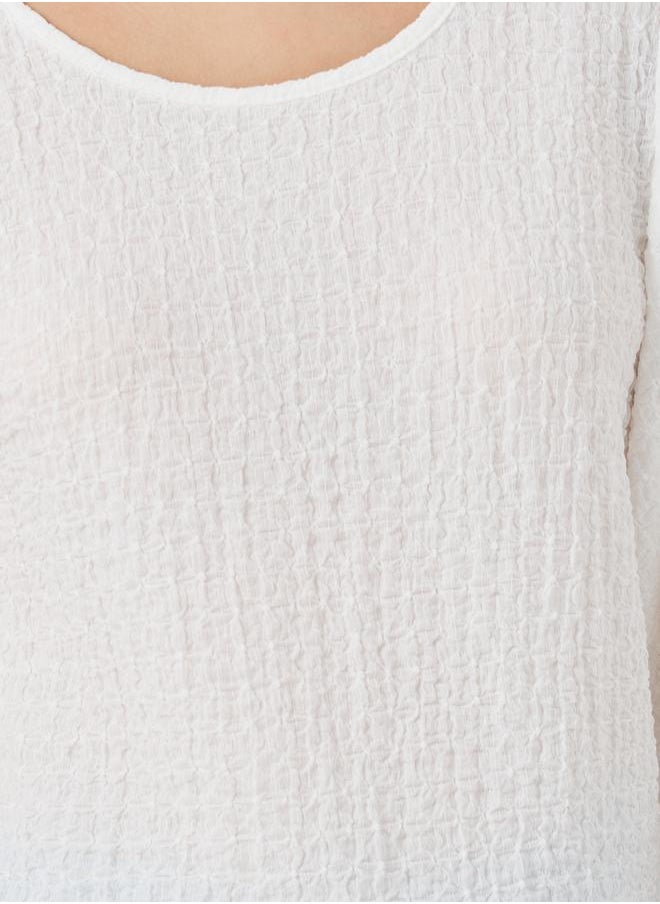 Take Two Take Two Texture Balloon Sleeve Round Neck Blouse  - Image 3