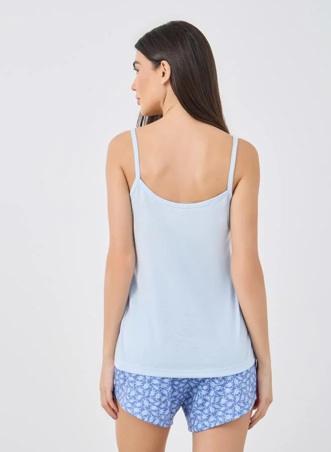 Styli Styli Graphic Print Cami Top and Shorts Pyjama Set
