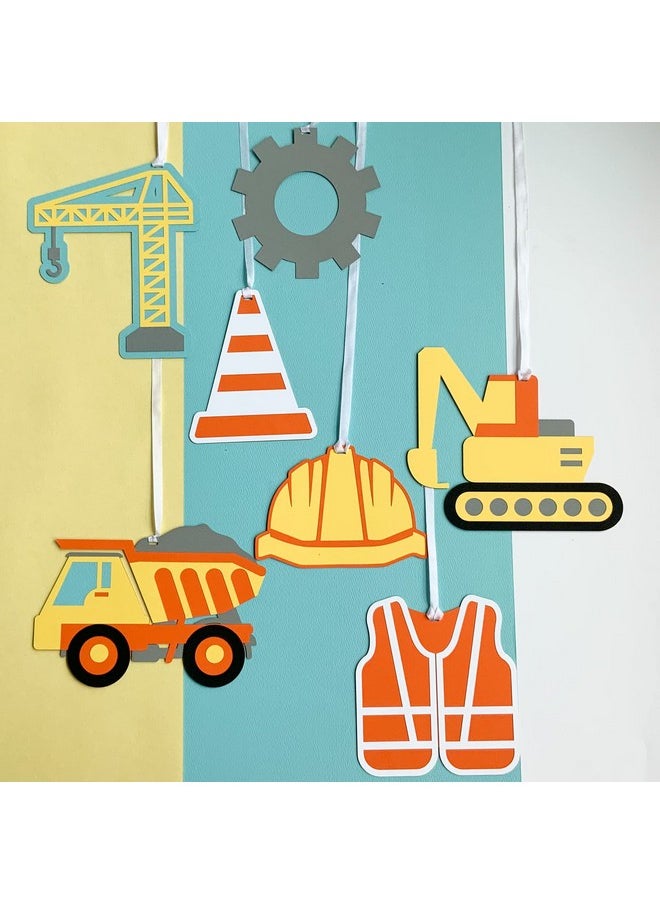 Pinfliers Pinfliers Construction Theme Birthday Decoration, Paper Ceiling Hangings for Birthday Decoration/Swirl/Danglers, 7 Construction Vehicle Theme Cut-Outs for Room Decoration Birthday Party, Multicolor  - Image 1