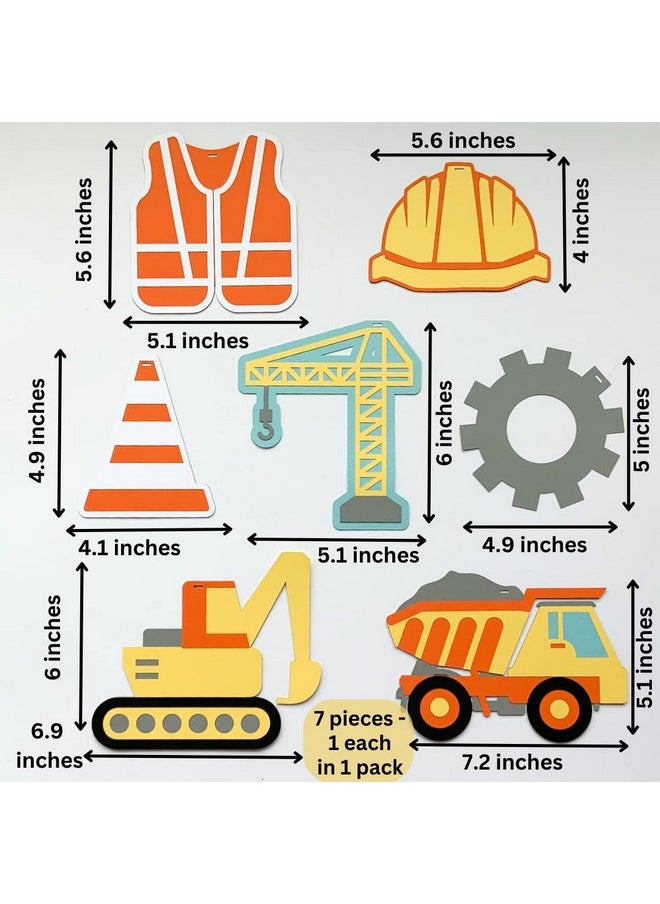 Pinfliers Pinfliers Construction Theme Birthday Decoration, Paper Ceiling Hangings for Birthday Decoration/Swirl/Danglers, 7 Construction Vehicle Theme Cut-Outs for Room Decoration Birthday Party, Multicolor  - Image 2