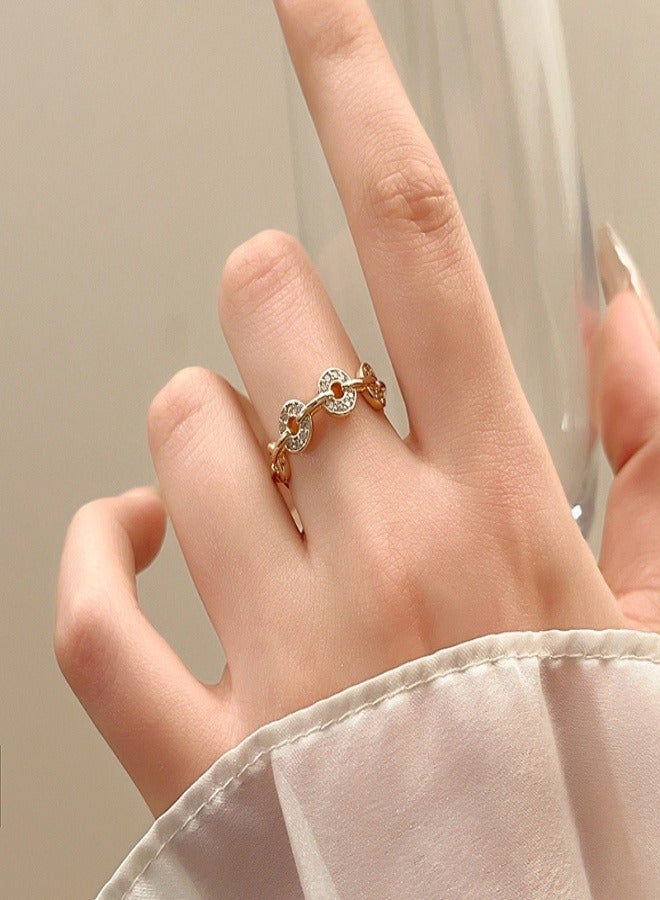 Rings for Girls, Shiny  Rings ,Women's Jewellery Fashion  Adjustable Ring Jewellery Gift Birthday Gift Ring (Gold) Accessories for Ladies - Image 3
