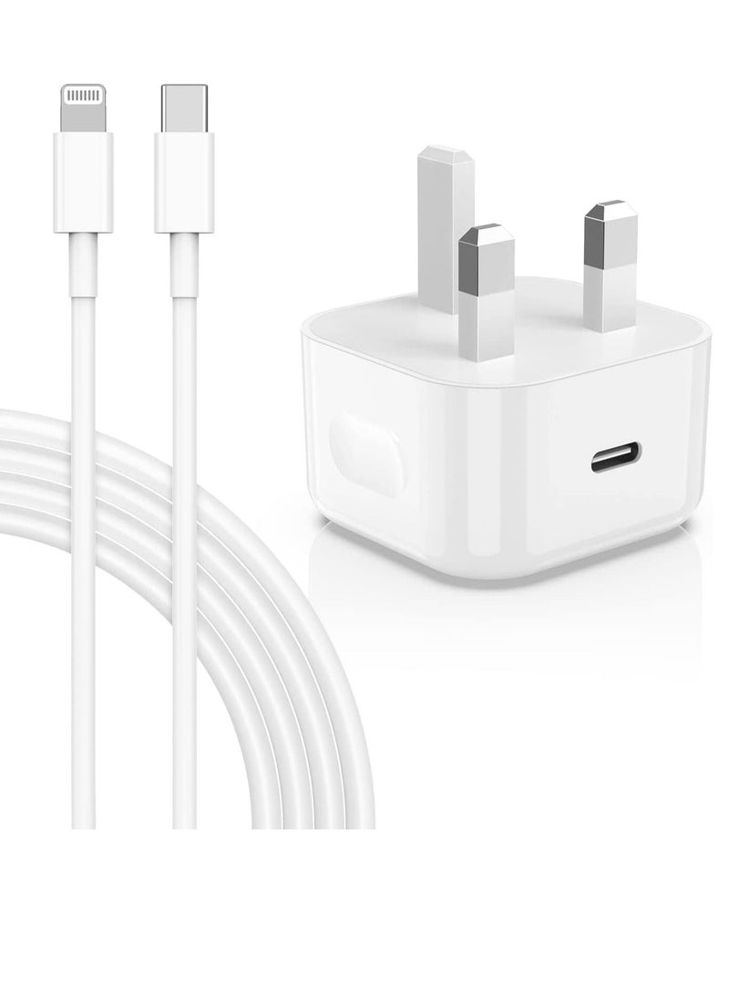 Generic iPhone 13 Charger Plug and Cable, 20W USB C Plug with USB C Lightning Cable, USB C Apple Lightning Cable and iPhone Plug uk Charger for iPhone 13 Pro Max/12/12Mini/11/XR/XS/X/8  - Image 1