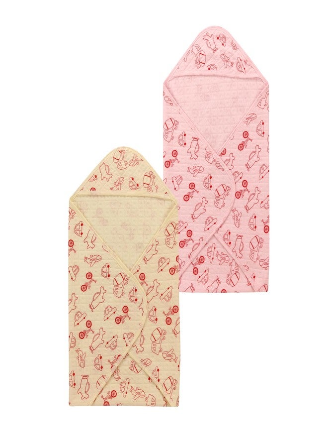 Dikary Hooded Baby Towel - Premium Soft Baby Bath Towel for Bathtub for Newborn, Infant - Ultra Absorbent, Natural Baby Stuff Towel for Boy and Girl (Pink Peach) - Image 1