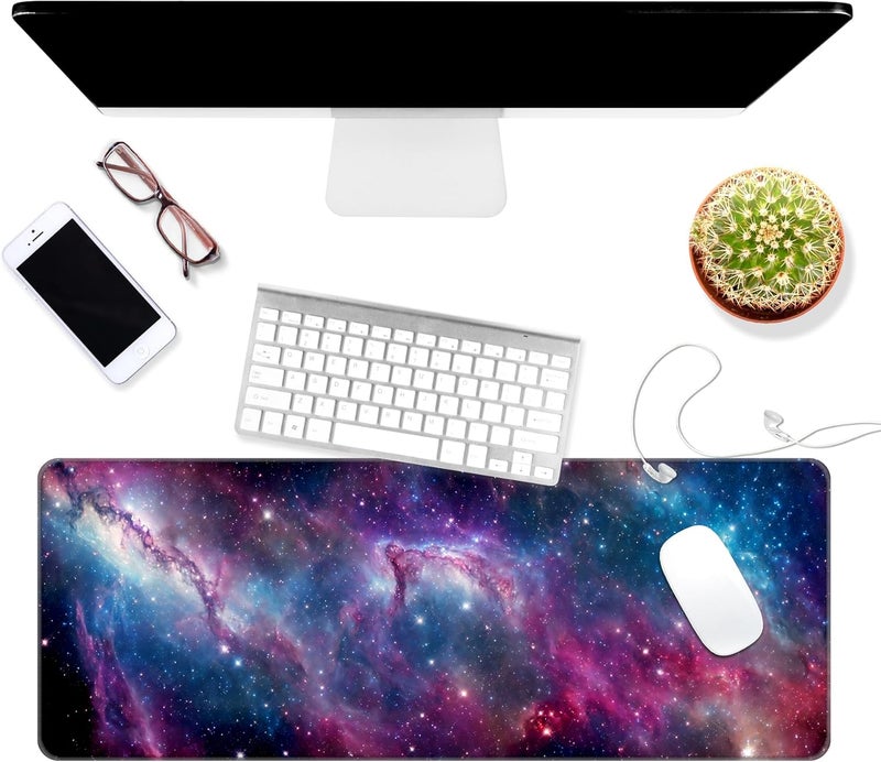Dynippy Thin Extended Gaming Mouse Pad （31.5 * 11.8 * 0.08 inch） with Stitched Edges Large Mousepad Long XXL Keyboard and Mouse pad Desk Mat for Gaming Office & Home - Galaxy Nebula Space - Image 3