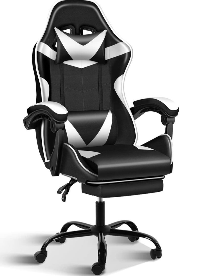 Roman Gifts Backrest and Seat Height Adjustable Swivel Recliner Racing Office Computer Ergonomic Video Game Chair, Black/White Pro - Image 4