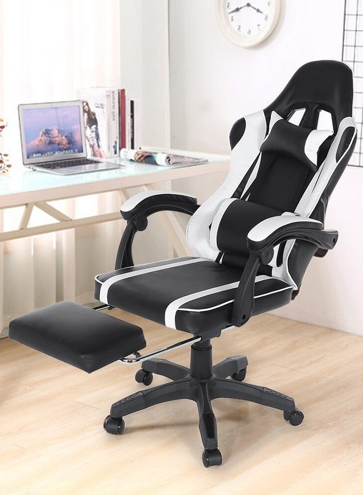 Roman Gifts Backrest and Seat Height Adjustable Swivel Recliner Racing Office Computer Ergonomic Video Game Chair, Black/White Pro - Image 5