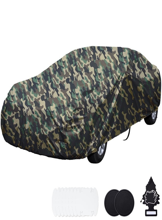 BYDOLL غطاء سيارة BYDOLL مقاوم للماء، مناسب لجميع الأحوال الجوية، 6 طبقات، مقاوم للثلج والرياح والبرد، غطاء خارجي كامل، حماية من الأشعة فوق البنفسجية، قماش أكسفورد 210D، مقاس عالمي، مناسب لجميع سيارات السيدان، بنمط تمويه خارجي، سحاب داخلي من القطن - Image 1