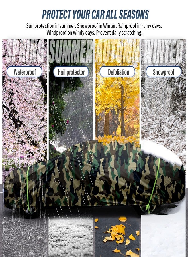 BYDOLL غطاء سيارة BYDOLL مقاوم للماء، مناسب لجميع الأحوال الجوية، 6 طبقات، مقاوم للثلج والرياح والبرد، غطاء خارجي كامل، حماية من الأشعة فوق البنفسجية، قماش أكسفورد 210D، مقاس عالمي، مناسب لجميع سيارات السيدان، بنمط تمويه خارجي، سحاب داخلي من القطن - Image 3