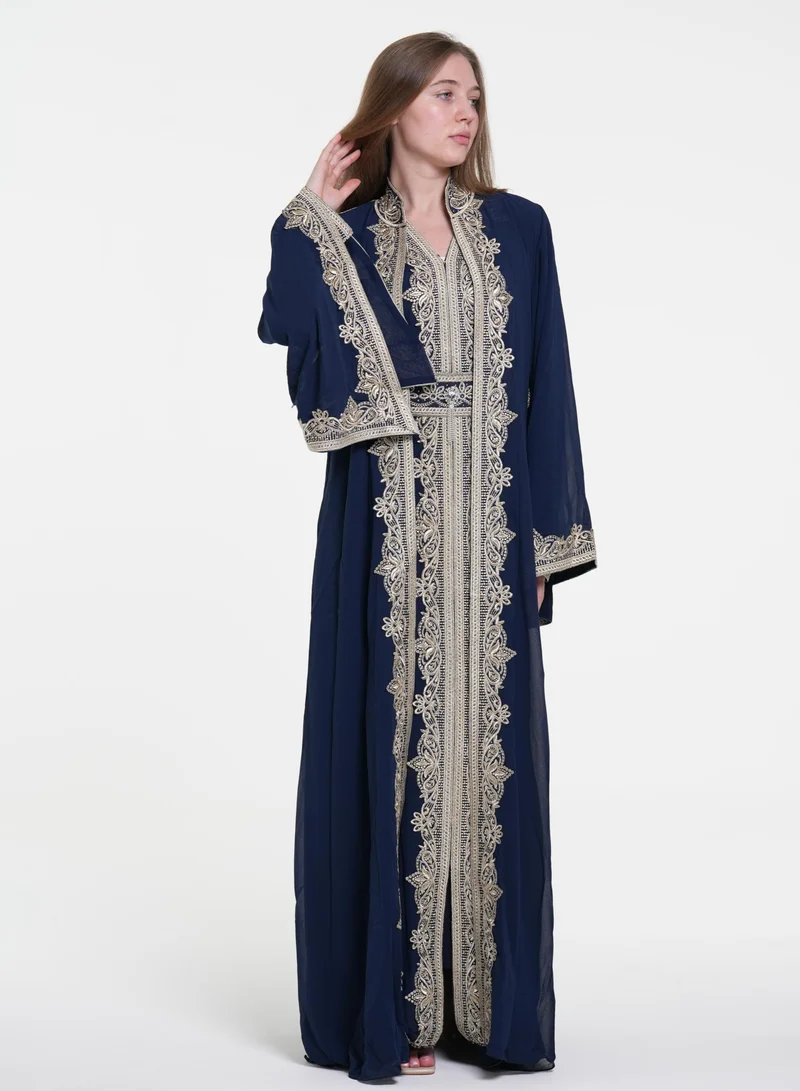 AL BENT AL SHARQIEH belted kaftan arabian dress