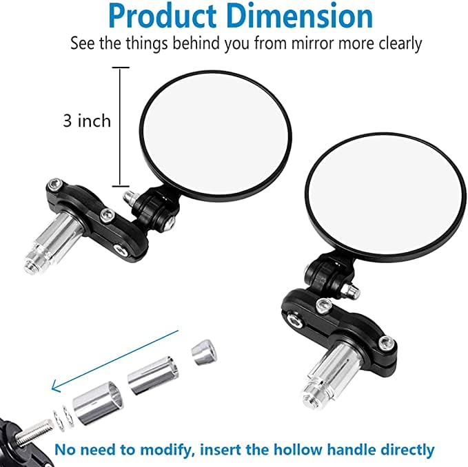 0TO6 Universal Bike ROUND Folding Mirror Glass Bar End Rear View Mirrors Motorcycle Handlebar Side View Mirrors for - All Bike - Image 5