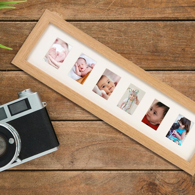 First Year Photo Frame Keepsake with 6-section Wood Picture Holder for Growth Records and Monthly Milestones Display, Portable Home Decoration for Newborns - Image 4