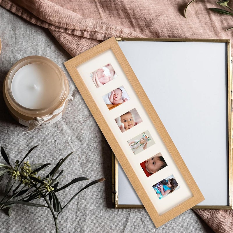 First Year Photo Frame Keepsake with 6-section Wood Picture Holder for Growth Records and Monthly Milestones Display, Portable Home Decoration for Newborns - Image 5