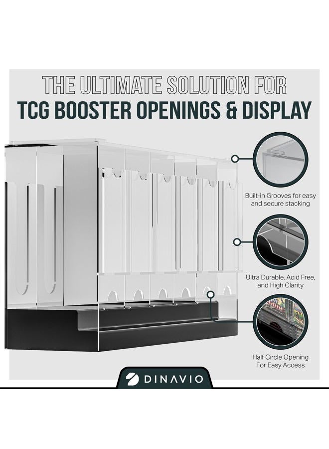 Dinavio Crafthouse 6-Slot Booster Pack Dispenser with Black Base - Fits 240 Booster Packs for Dispensing - Compatible with TCG Trading Card Boosters and Sports Card Boosters - 4mm Acrylic Stackable - Image 5