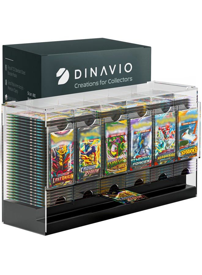 Dinavio Crafthouse 6-Slot Booster Pack Dispenser with Black Base - Fits 240 Booster Packs for Dispensing - Compatible with TCG Trading Card Boosters and Sports Card Boosters - 4mm Acrylic Stackable - Image 1