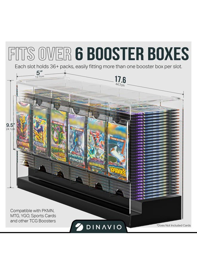 Dinavio Crafthouse 6-Slot Booster Pack Dispenser with Black Base - Fits 240 Booster Packs for Dispensing - Compatible with TCG Trading Card Boosters and Sports Card Boosters - 4mm Acrylic Stackable - Image 2