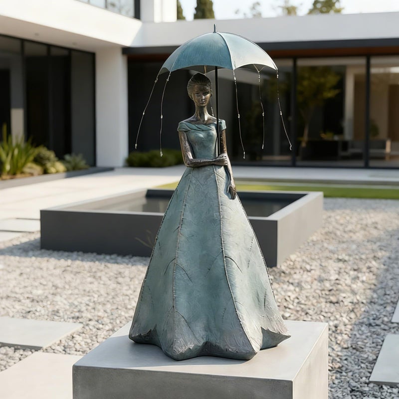 DiliComing Solar Fairy Outdoor-Statue Garden-Decor - 18" Resin Leaf Girl Sculpture with LED Lights for Garden/Patio/Yard | Waterproof Fairy Outdoor Figurines, Unique Home Decor Gifts for Women - Image 5
