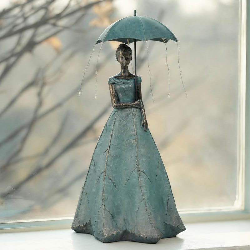 DiliComing Solar Fairy Outdoor-Statue Garden-Decor - 18" Resin Leaf Girl Sculpture with LED Lights for Garden/Patio/Yard | Waterproof Fairy Outdoor Figurines, Unique Home Decor Gifts for Women - Image 1