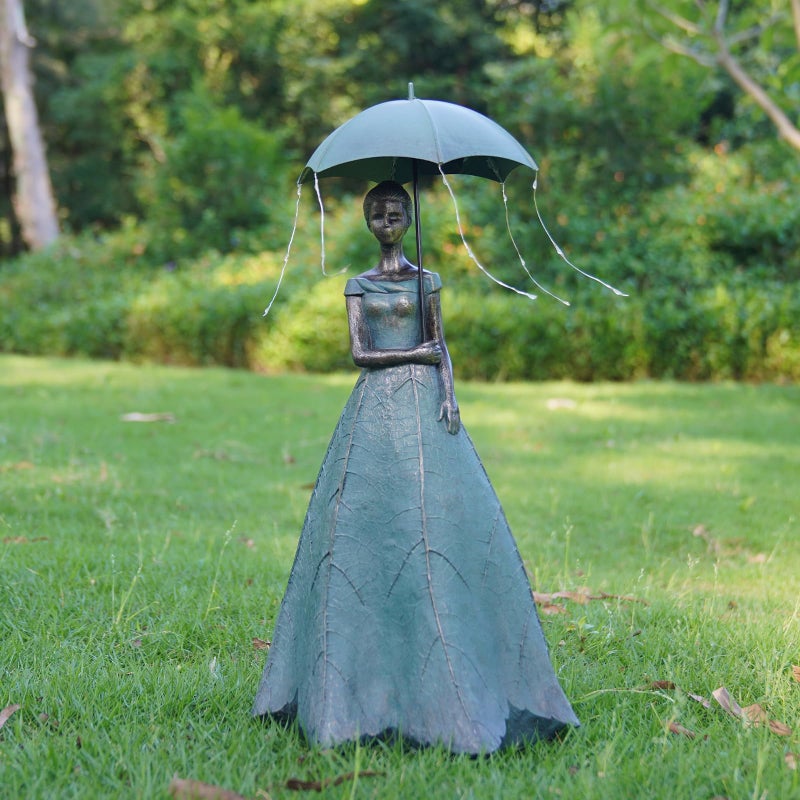 DiliComing Solar Fairy Outdoor-Statue Garden-Decor - 18" Resin Leaf Girl Sculpture with LED Lights for Garden/Patio/Yard | Waterproof Fairy Outdoor Figurines, Unique Home Decor Gifts for Women - Image 4