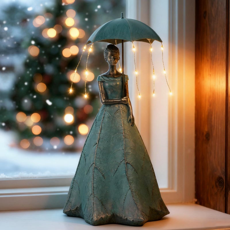 DiliComing Solar Fairy Outdoor-Statue Garden-Decor - 18" Resin Leaf Girl Sculpture with LED Lights for Garden/Patio/Yard | Waterproof Fairy Outdoor Figurines, Unique Home Decor Gifts for Women - Image 3