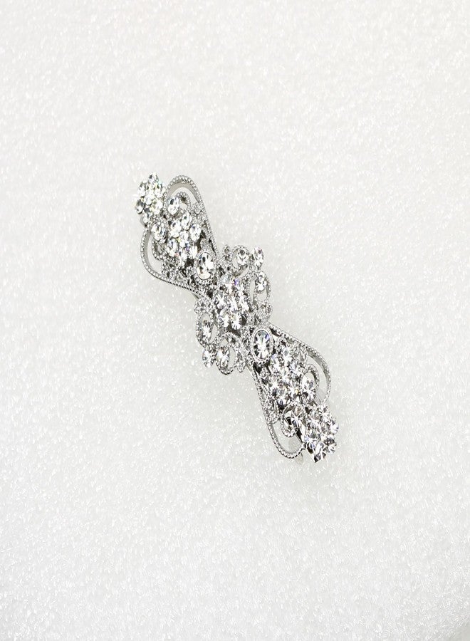 Faship Gorgeous Clear Rhinestone Crystal Small Floral Hair Barrette Clip - Image 4