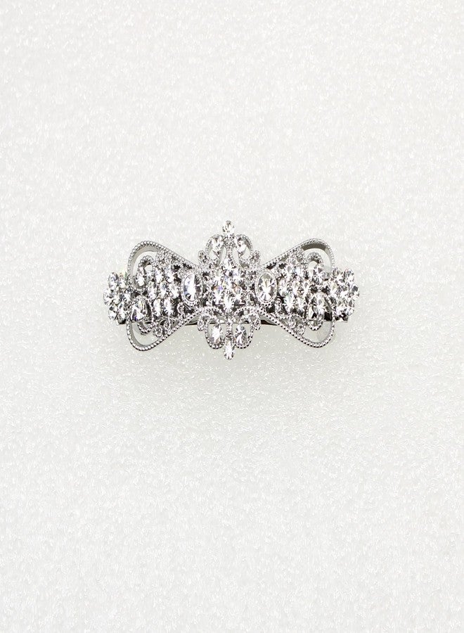 Faship Gorgeous Clear Rhinestone Crystal Small Floral Hair Barrette Clip - Image 2