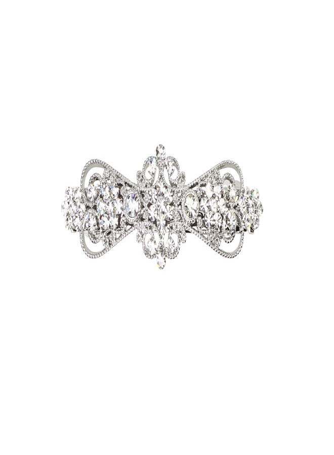 Faship Gorgeous Clear Rhinestone Crystal Small Floral Hair Barrette Clip - Image 1