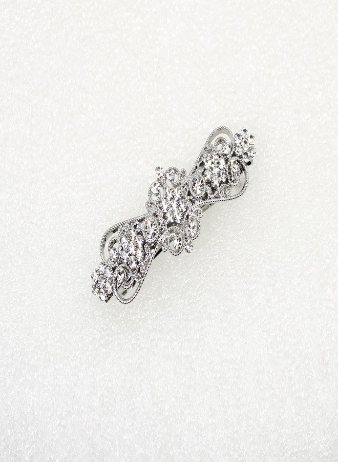 Faship Gorgeous Clear Rhinestone Crystal Small Floral Hair Barrette Clip - Image 3