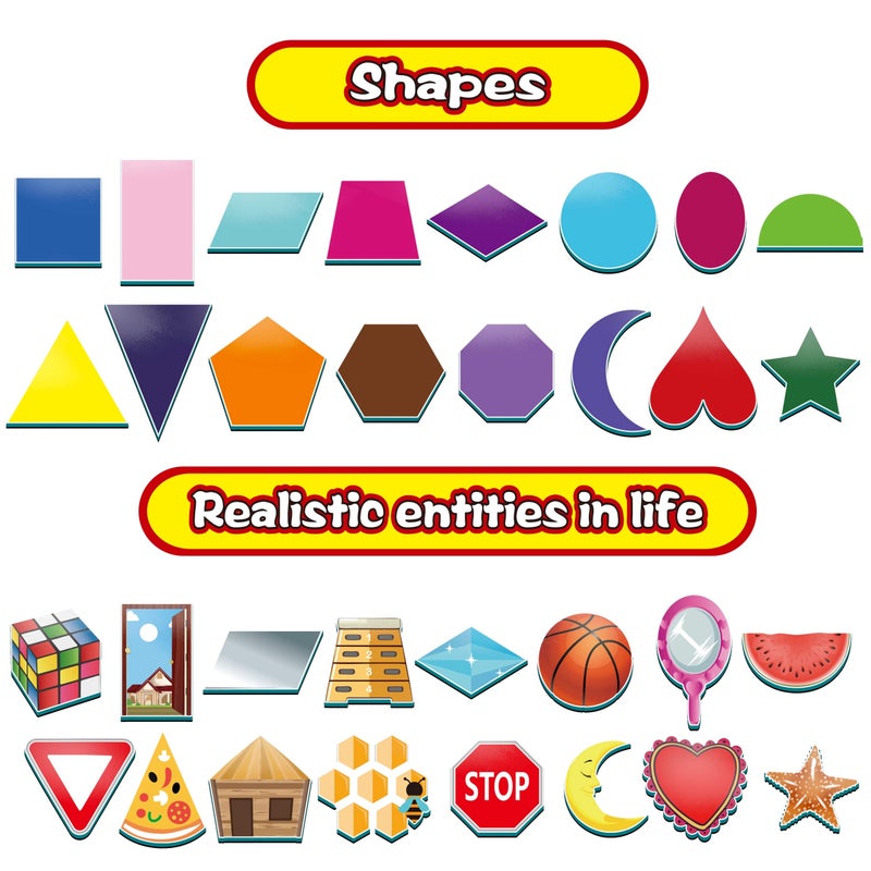 SpriteGru 32 Shape and Color Magnets with Real World Objects for Comparison & Associative Memory, Perfect for Preschool Learning - Image 2