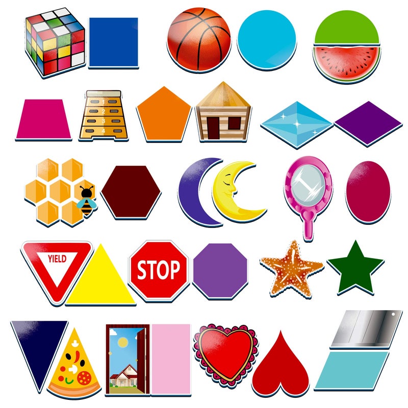 SpriteGru 32 Shape and Color Magnets with Real World Objects for Comparison & Associative Memory, Perfect for Preschool Learning - Image 3