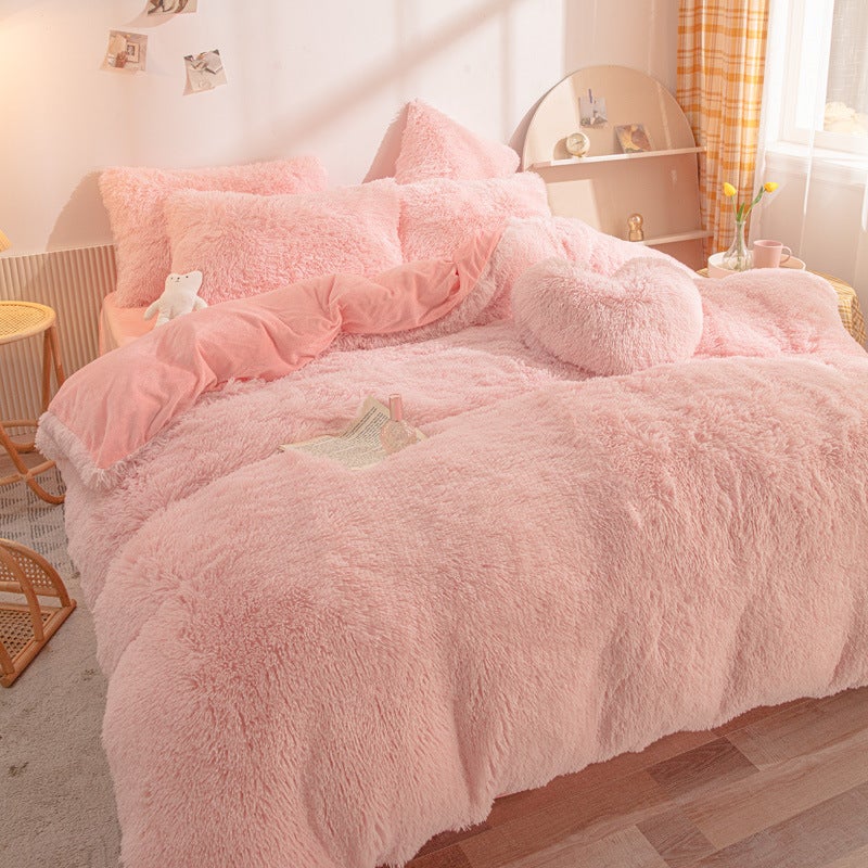 Plush Four-Piece Set Crystal Velvet Four-Piece Set Warm Bed Sheet Mink Velvet Quilt Cover Net Red Explosions - Image 3