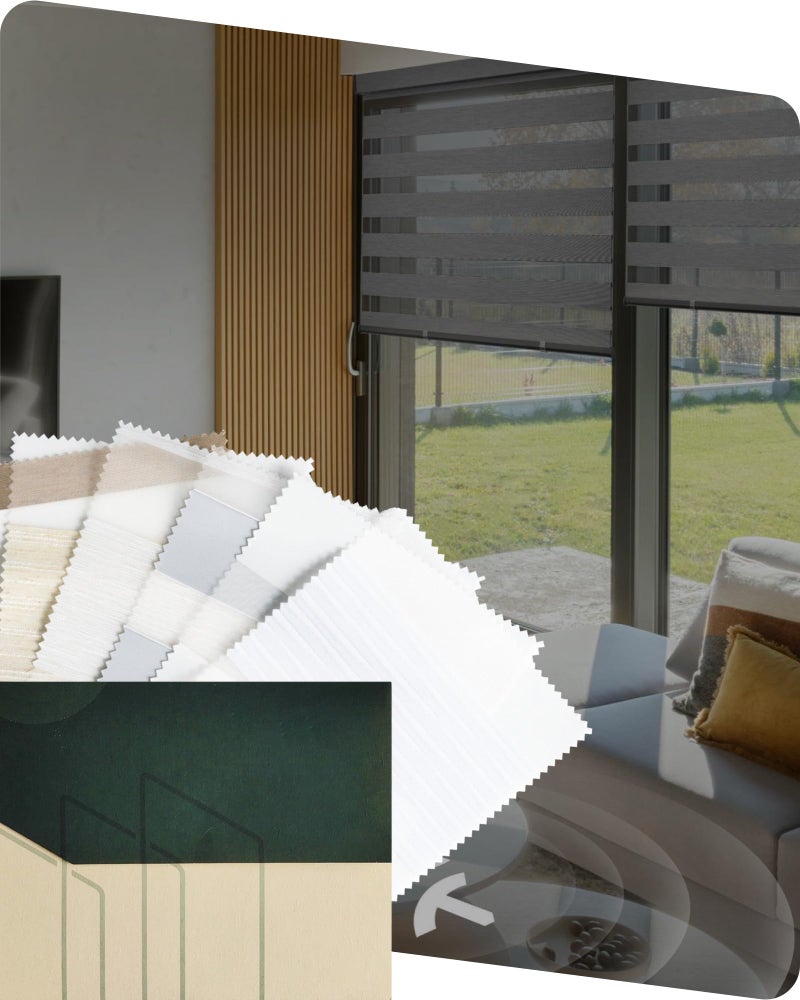 Yoolax Motorized Matter Zebra Blinds, Light Filtering Dual Layer Sheer Blinds, Privacy Light Control Roller Window Blind, Fabric Sample (Multicolor) - Image 1