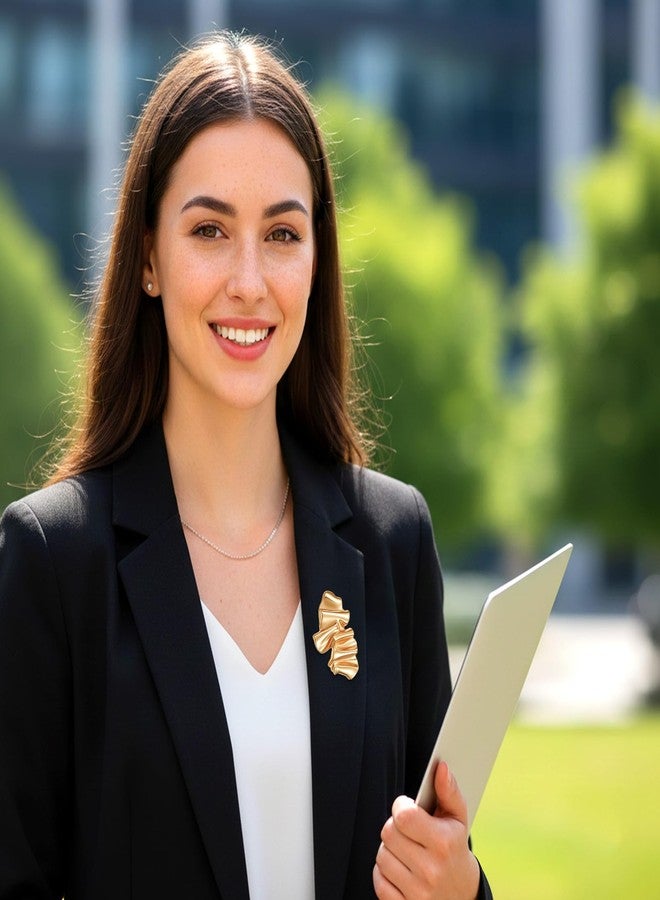 مجموعة من 3 دبابيس ذهبية غير منتظمة الشكل، دبابيس معدنية فضية وسوداء مطوية بتصميم تجريدي غير منتظم الشكل للملابس، دبابيس وزينة رائعة للنساء، مناسبة لحفلات الزفاف والبدلات والفساتين والإكسسوارات. - Image 2