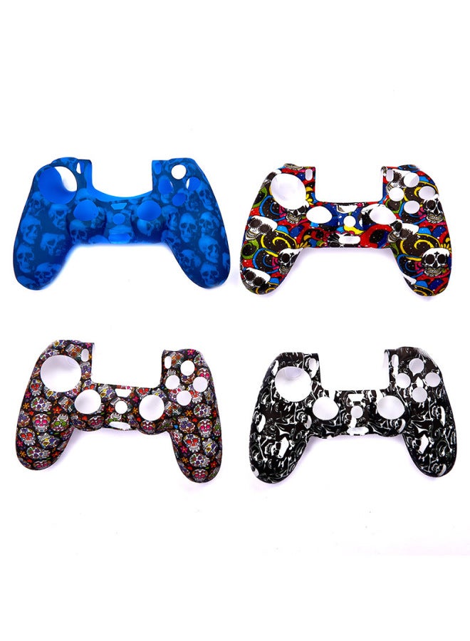 Spot Shenzhen Price PS4 Game Console Handle Non-slip Silicone Cover Skull Watermark Suit Protection Cover-Product Color:Black  - Image 2