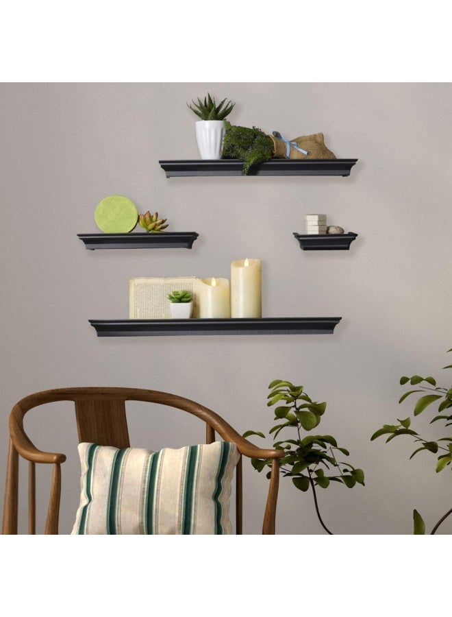 MELANNCO Floating Wall Shelves for Bedroom Living Room Bathroom Kitchen Nursery Set of 4 Black 4 Count - Image 5