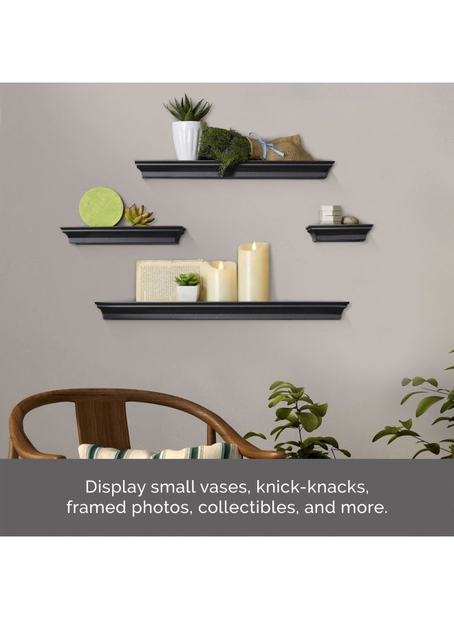MELANNCO Floating Wall Shelves for Bedroom Living Room Bathroom Kitchen Nursery Set of 4 Black 4 Count - Image 2