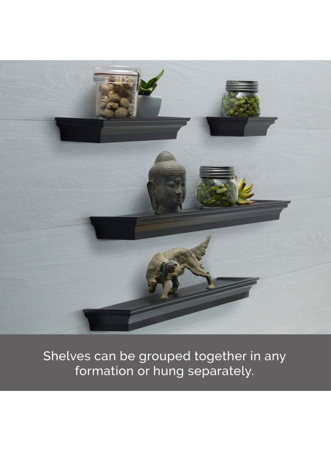 MELANNCO Floating Wall Shelves for Bedroom Living Room Bathroom Kitchen Nursery Set of 4 Black 4 Count - Image 3