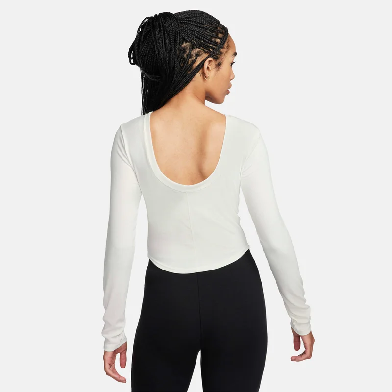 Nike Women's Sportswear Chill Scoop-Back Long-Sleeve Mini-Rib Top