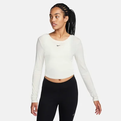 Nike Women's Sportswear Chill Scoop-Back Long-Sleeve Mini-Rib Top