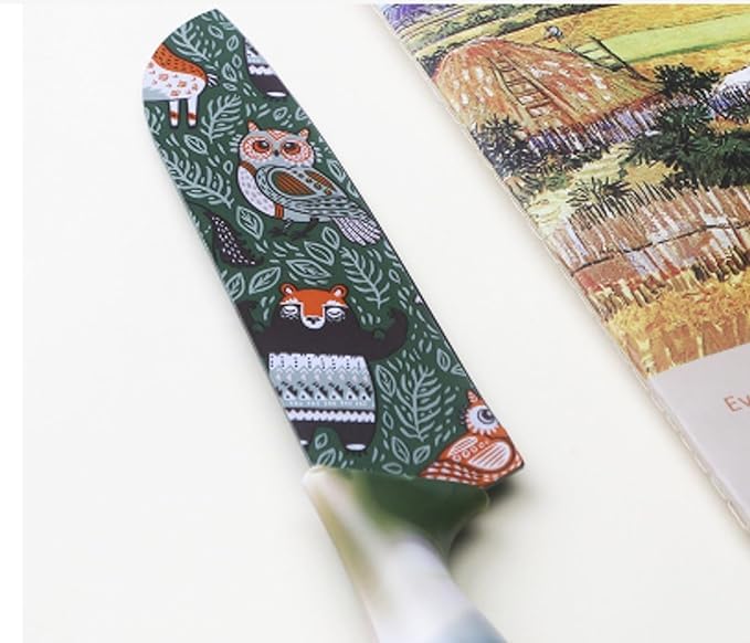 NAIDEV Stainless Steel ColorPrinted Santoku Knife Colorful NonStick Coating for Home Kitchen Ergonomic Comfort Grip NonSlip Handle with Protective Blade Cover Green Bird Printed - Image 2