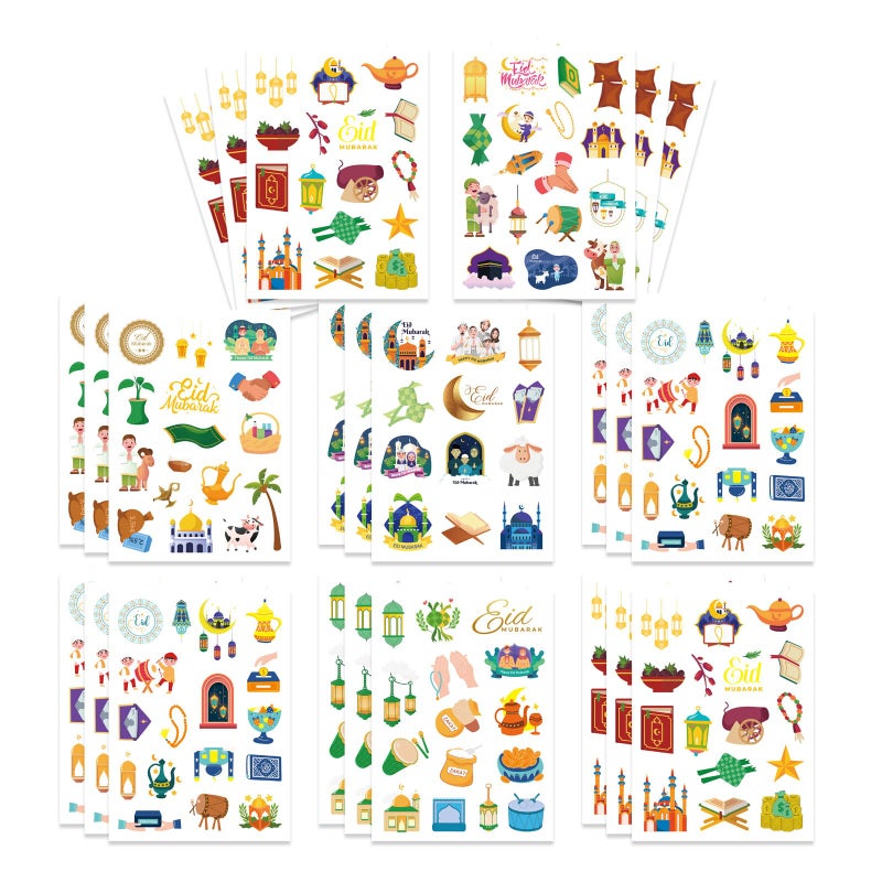 OTAITY 312 PCS Eid Mubarak Stickers, Islamic Theme Party Supplies, Ramadan Kareem & Eid Stickers for Kids, Decorations - Image 1