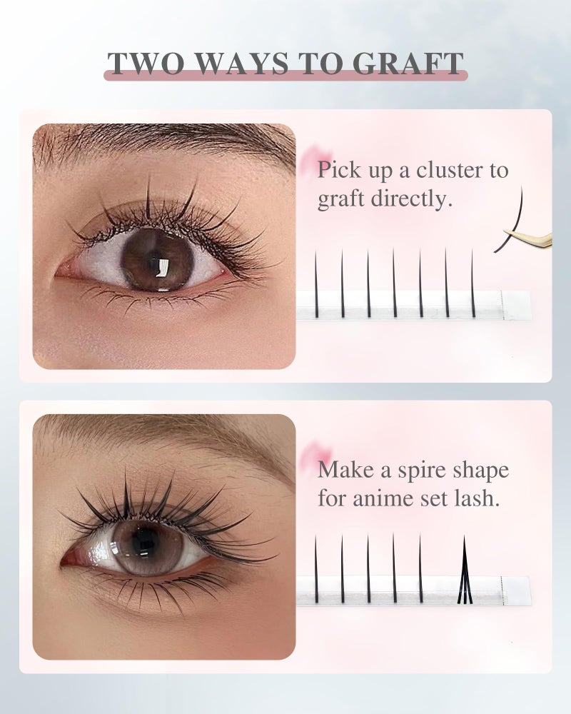 NAGARAKU Spikes Eyelash Extensions Wispy Lash 0.07mm D curl 8-15mm Mix Tray Premade Fan Matte Black Individual Ellipse Spikes Fans Fairy Eyelashes DIY Cluster Classic Lash Professional Lashes Supplies - Image 4