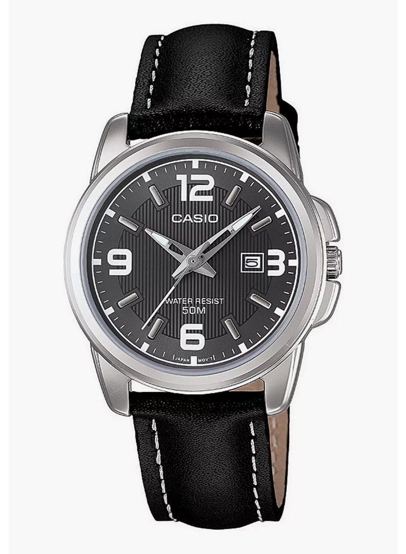 Casio Women's Black Analog Leather Strap Watch LTP-1314L-8AVDF - Image 1
